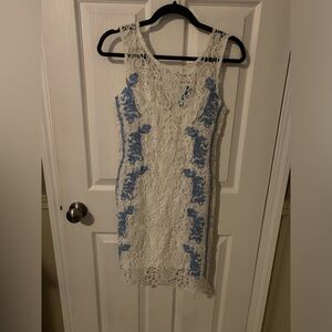 White & Blue Lace Dress